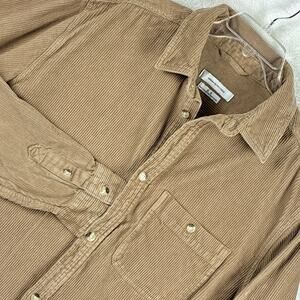 Urban Outfitters Corduroy Shirt Mens M Beige Khaki Heavyweight Thick Wale Preppy